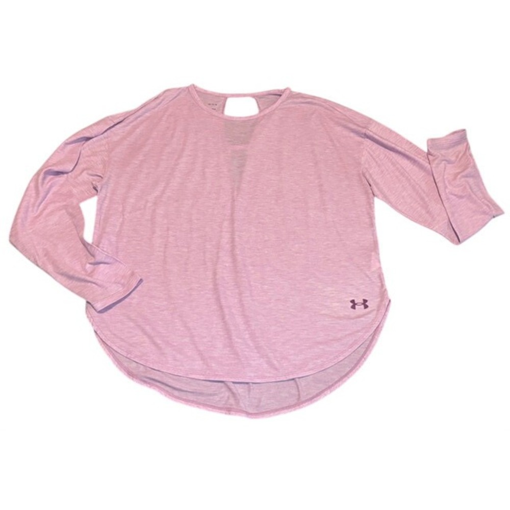 Under Armour HeatGear Womens Large Purple Lilac Sleeve Keyhole Back Training Top